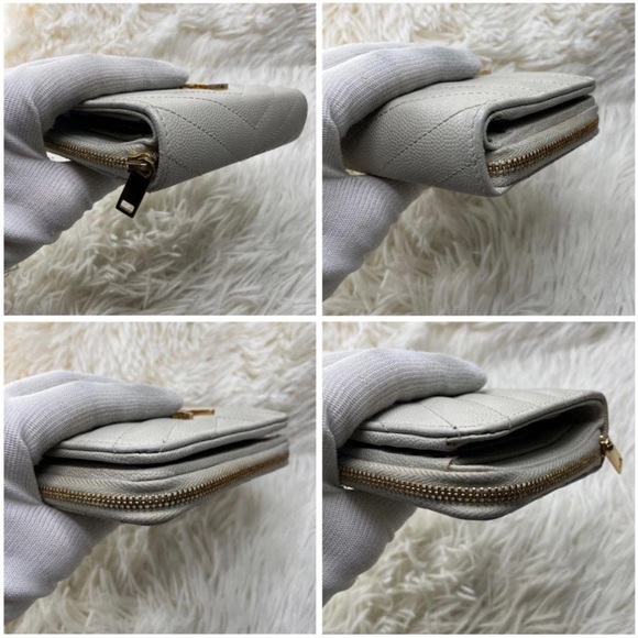 Yves Saint Laurent Ivory Quilted Wallet with Gold Logo - Picture 5 of 10